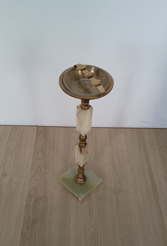 Image 1 of Luxuriöser 50er Jahre Standaschenbecher mit Marmor