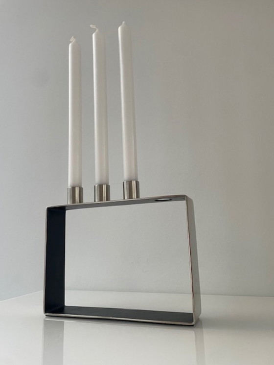 Image 1 of Moderno candeliere in acciaio inox per 3 candele da cena