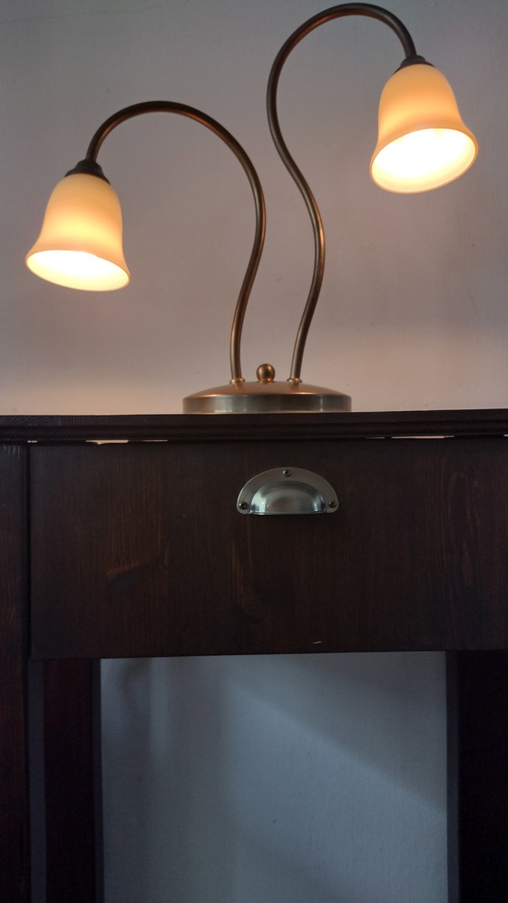 Image 1 of Handcrafted vintage table lamp - Jozé ten Have v.o.f. - with double arm and glass chalices