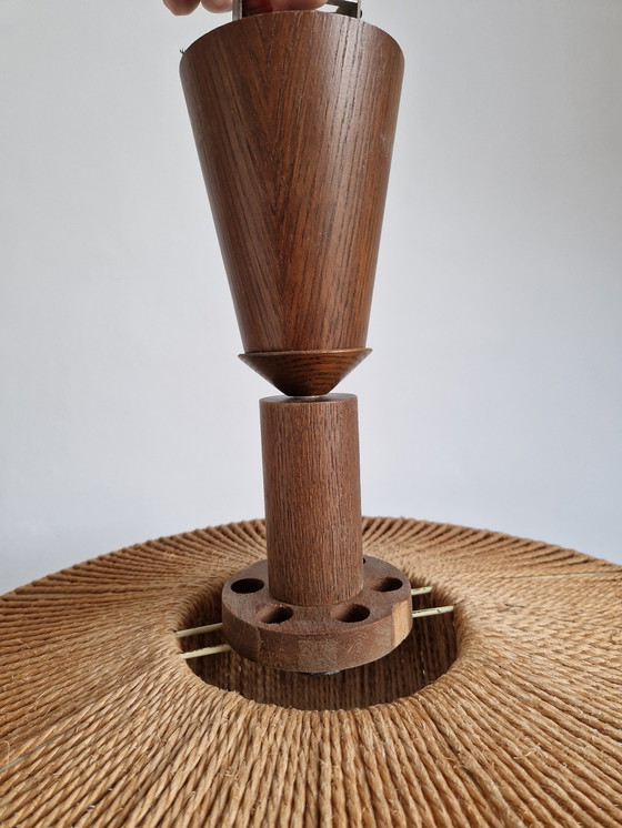 Image 1 of Vintage grote Temde Design hanglamp sisal - teak - mooi!