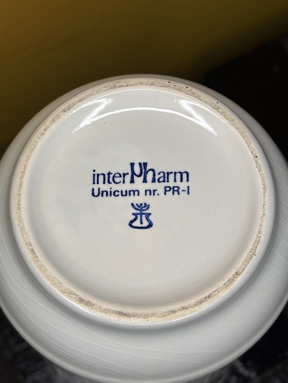 Image 1 of Vintage InterPharm Apothekerspot – Blu/Wit Keramiek – Unicum PR-1