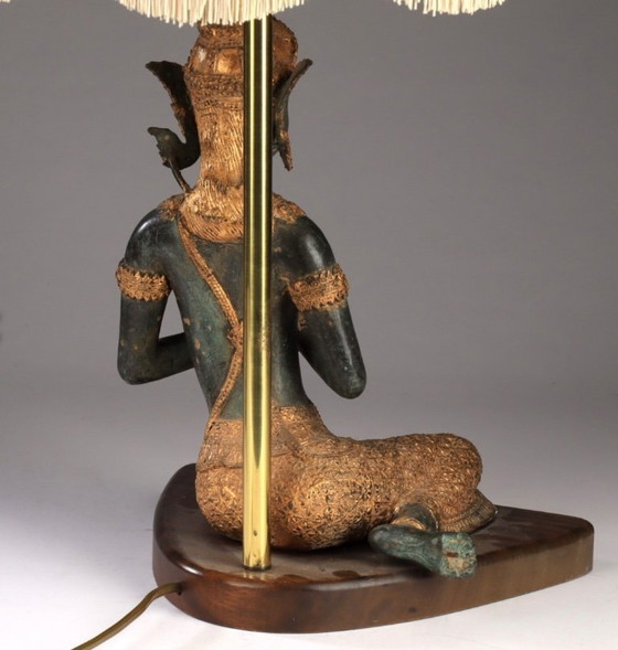 Image 1 of Lampada da tavolo vintage in bronzo Boudha