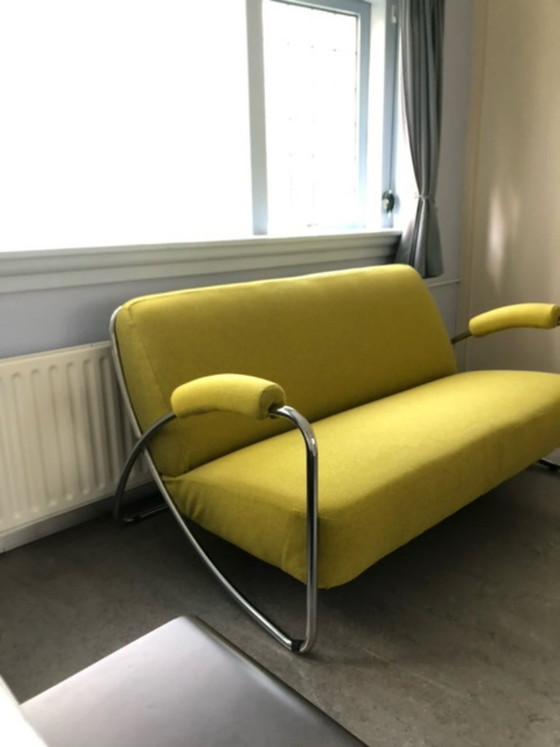 Rare Dyker 20 design sofa in excellent condition, Dutch Seating Company, 2 seaters, Metal, Textile, Yellow (photo 3 of 10)