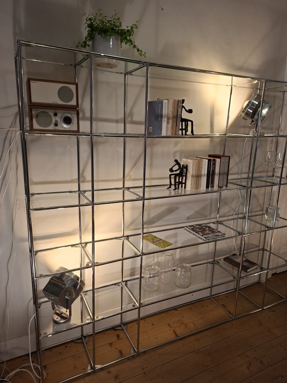Abstracta Wandkast, Poul Cadovius, Vintage Jaren Zeventig – Chrome, Glass (photo 5 of 12)