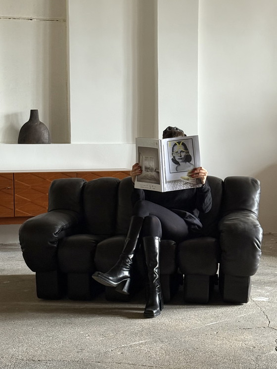 Image 1 of Divano modulare De Sede DS-600 “Tatzelwurm” / “Snake” in pelle marrone scuro “Cigarro” 30 elementi