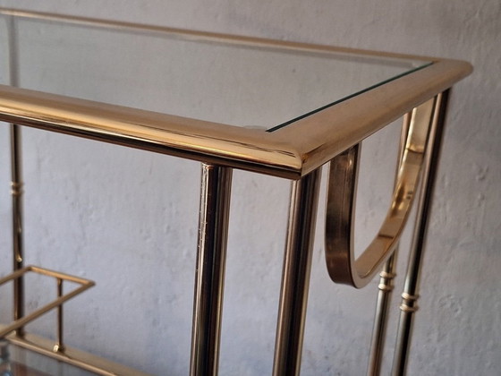 Image 1 of Hollywood Regency Gilt Brass Bar Cart Drinks Trolley, 1970s