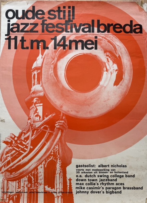 Oude Stijl Jazz Festival Breda, affiche vintage, imprimée aux Pays-Bas