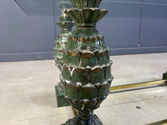 Image 1 of Mesa de centro de piña de latón, década de 1970