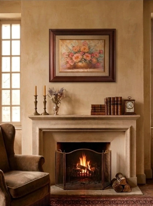 Tableau Robert HELMAN - Nature morte florale - Huile sur toile à l'impasto