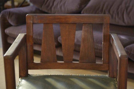 Arts & Crafts Sessel 1940er Jahre – Leder, Holz, Vintage (photo 9 of 12)