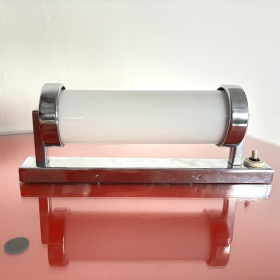 Image 1 of Functionalist wall lamp, glass tube shadow, Czechoslovakia, 1950s