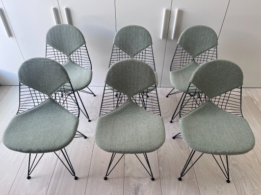 Vitra Eames Wire Chair DKR-2 (Set mit 8 Stühlen) – eetkamerstoelen, Textile