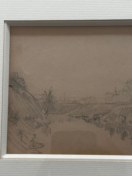 Stanislas Lépine (1835–1892) – Original pencil drawing on paper, landscape – Paintings & Drawings (photo 3 of 12)