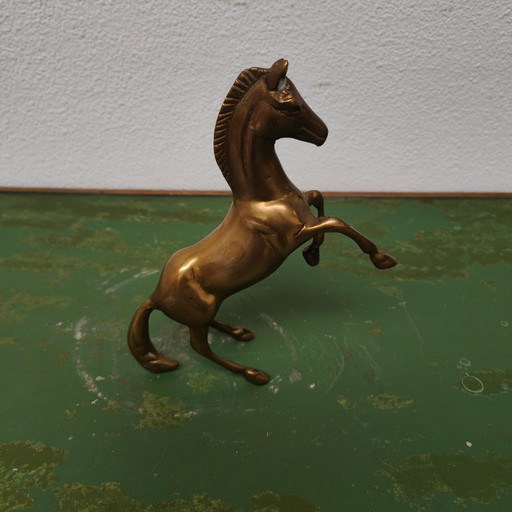 Vintage-Messingstatue, Messingstatue eines Pferdes