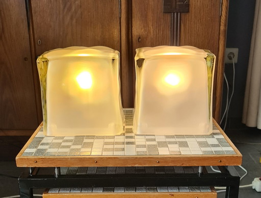 2 x Lampe en verre Ice Cube Ikea Iviken 1990