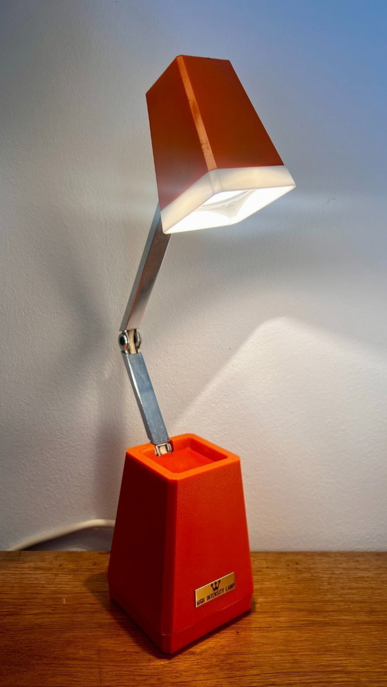 Image 1 of Mid-Century Modern High Intensity Pyramid Folding Lamp | Bright Orange, 1970s