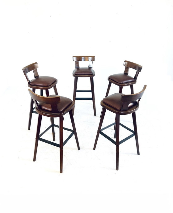 Image 1 of 5x Tabouret de bar brutaliste années 70