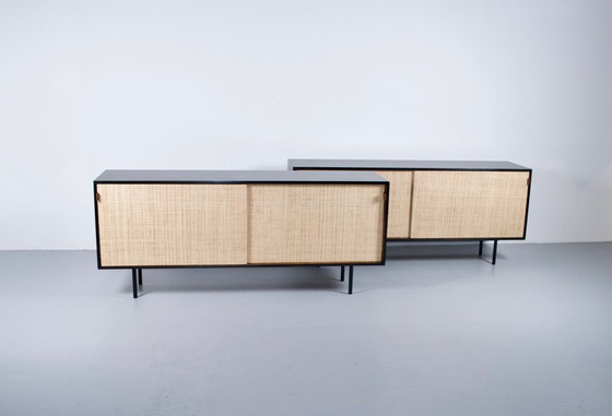 Image 1 of FLORENCE KNOLL SIDEBOARD MODEL 116 WOOD, LEATHER AND RAFFIA 1960