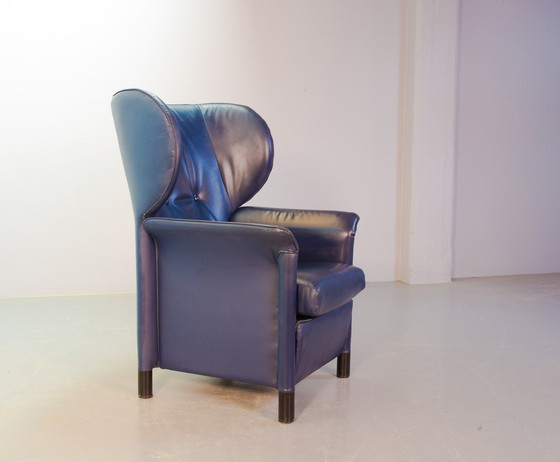 Image 1 of Wittmann Petrol Blue Soft Leather Wing Chair Designed, Model Aura by Paolo Piva. Autriche, années 1980.