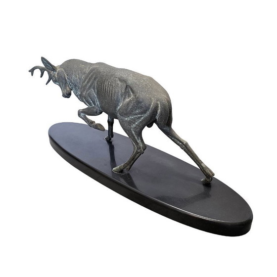 Image 1 of Escultura de ciervo Art Déco sobre base de mármol Irénée Rochard