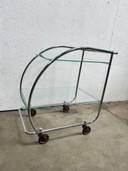 Vintage Chrome Art Deco Trolley with Glass Shelves, Netherlands 1930s