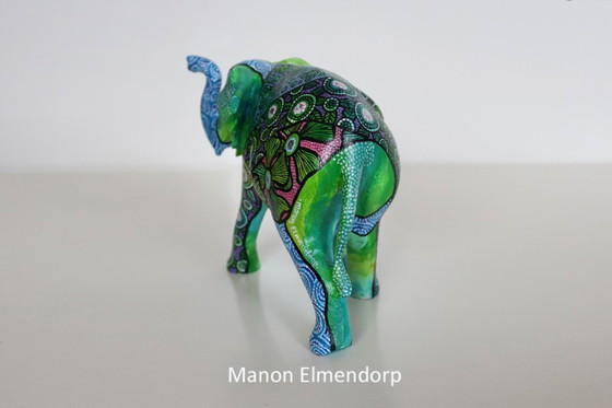 Image 1 of Unique Elephant Statue Hand-painted Artwork