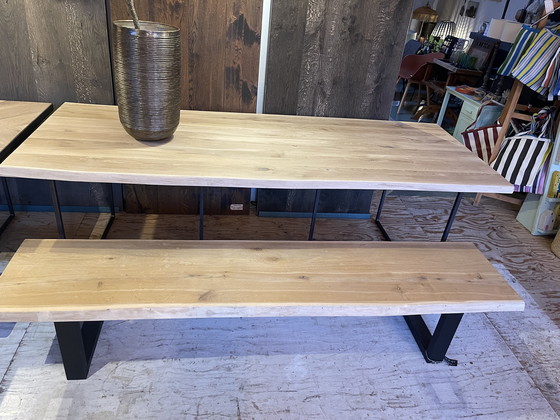 Image 1 of Tree trunk dining table + tree trunk bench oak