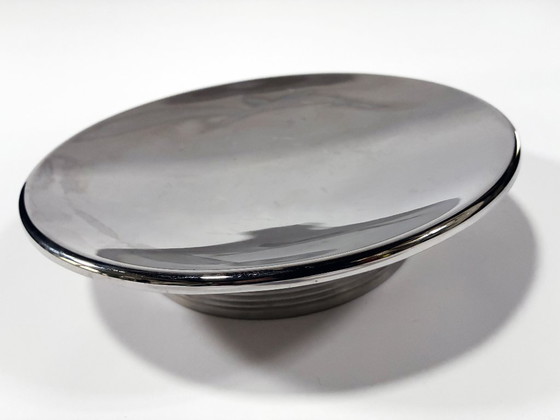 Image 1 of Grand Plat Vintage • Centre de Table • Métal Chromé • Japon • 1990