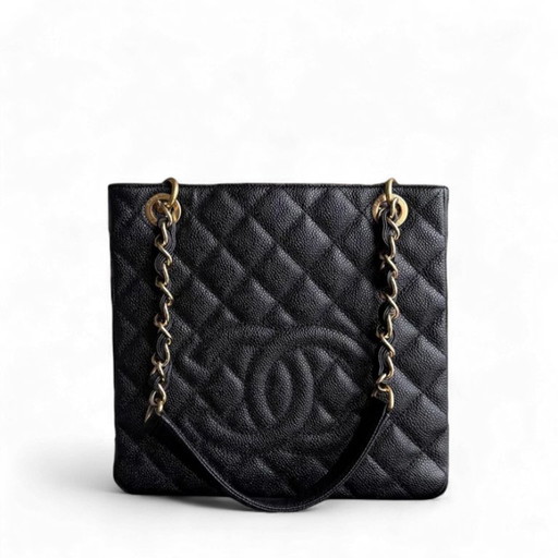 Chanel PST Petite Shopping Tote - Caviar gewatteerd generfd kalfsleer, zwart met gouden hardware