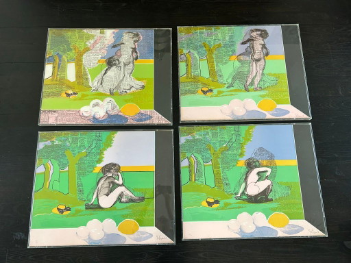 4 Framed Works by Herman Braun – kunst, Glass, Paper