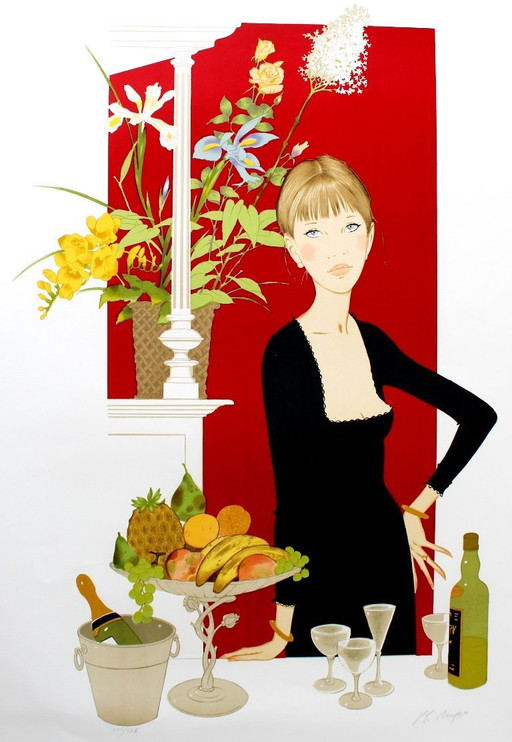 Philippe NOYER "Femme Chez Maxim" - screen print - edition of 325 - signed (100 x 66 cm)