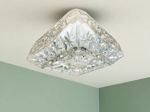 Square wall or ceiling glass flush mount light