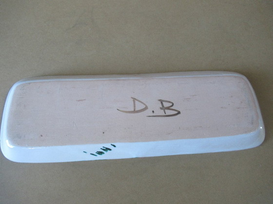 Image 1 of DOMINIQUE BAUDART DB - VALLAURIS le vieux moulin - PEZ AZUL Y ROJO Años 1960 - 55,5cm x 19cm