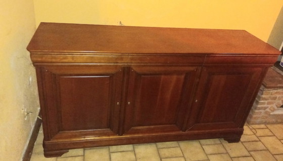French solid cherry wood dining and living room furniture, Dining set, Metal, Textile, Brown (photo 9 of 11)