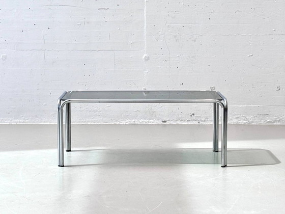 Image 1 of Couchtisch aus Chromstahl und Rauchglas, 1970er Jahre