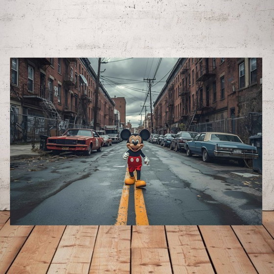 Image 1 of Fotografía impresa en plexiglás / Edición limitada / Street art / Mickey Mouse / Decoración original / Pop art / Art Déco