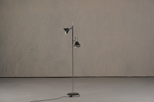Vintage Black 2 Bulbs Floor Lamp, Germany 1970’s