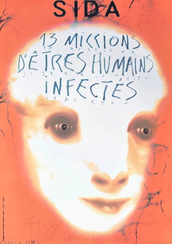 Image 1 of Alberto Porta ZUSH 13 milioni di esseri umani infetti (AIDS) poster originale 1