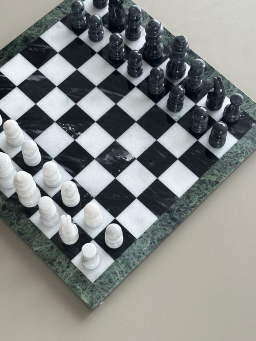 Marmeren schaakspel XL groot schaakset bord steen 