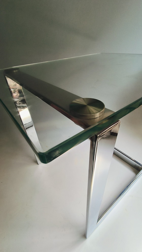 Image 1 of Table d'appoint moderne en verre Gerba verre chromé