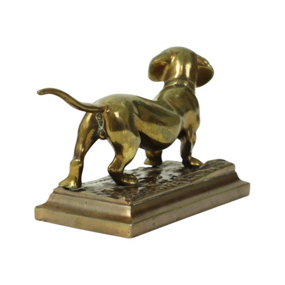 Image 1 of Estatua de perro salchicha de bronce macizo
