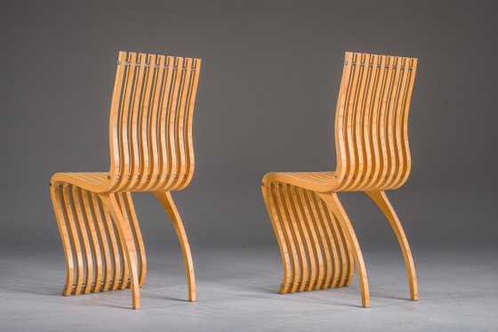 Image 1 of Schizzo-stoelen in beuken- en chroomkleur, ontworpen door Ron Arad voor Vitra, Duitsland, jaren 80, set van 2.