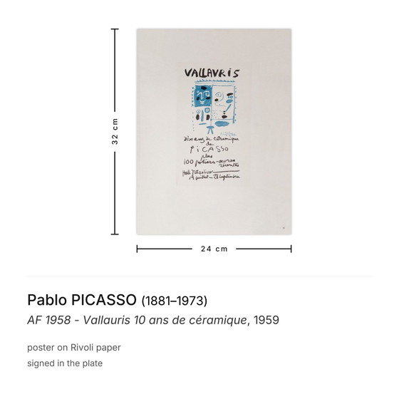 Image 1 of Pablo PICASSO AF 1958 – Vallauris 10 ans de céramique Plakat 1959