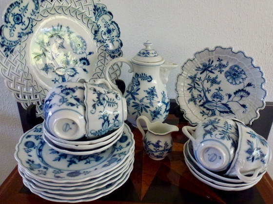 22-Delig Meissen Blauw Uienpatroon Servies - Koffie/Thee Set. – Porcelain (photo 17 of 18)