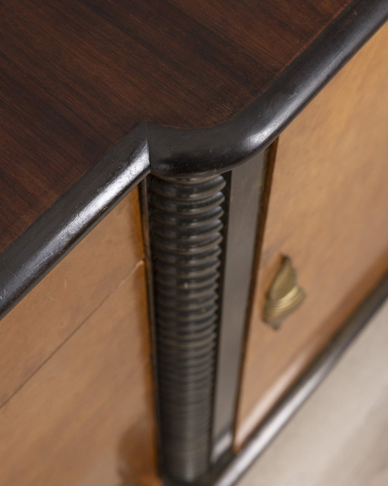 Image 1 of Credenza vintage anni '40 in legno e vetro, design Art Deco italiano