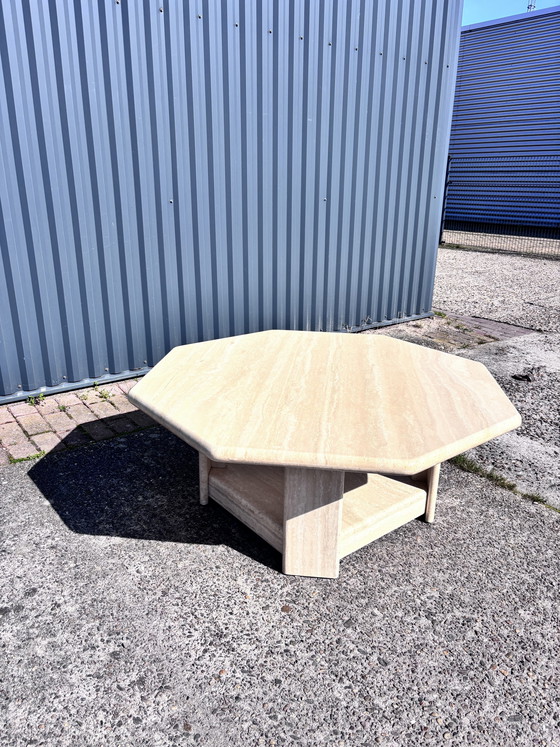 Image 1 of Table de salon vintage en travertin