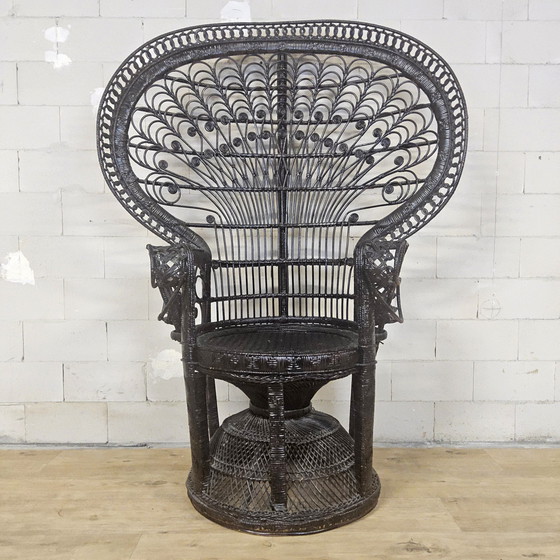 Image 1 of Chaise Paon Vintage en Rotin Emmanuelle / Chaise Paon (H147)