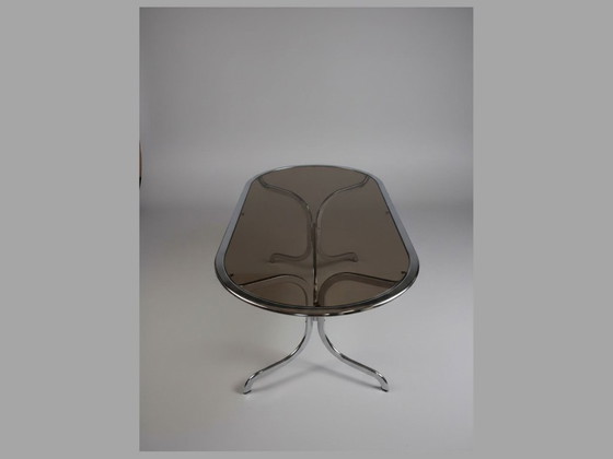 Gastone Rinaldi Table de salle à manger en chrome et verre fumé, Italie, années 70 – Tables de salle à manger (photo 3 of 7)