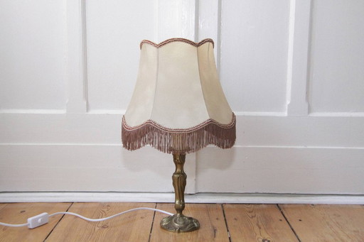 Table lamp solid brass fringes 1970s vintage