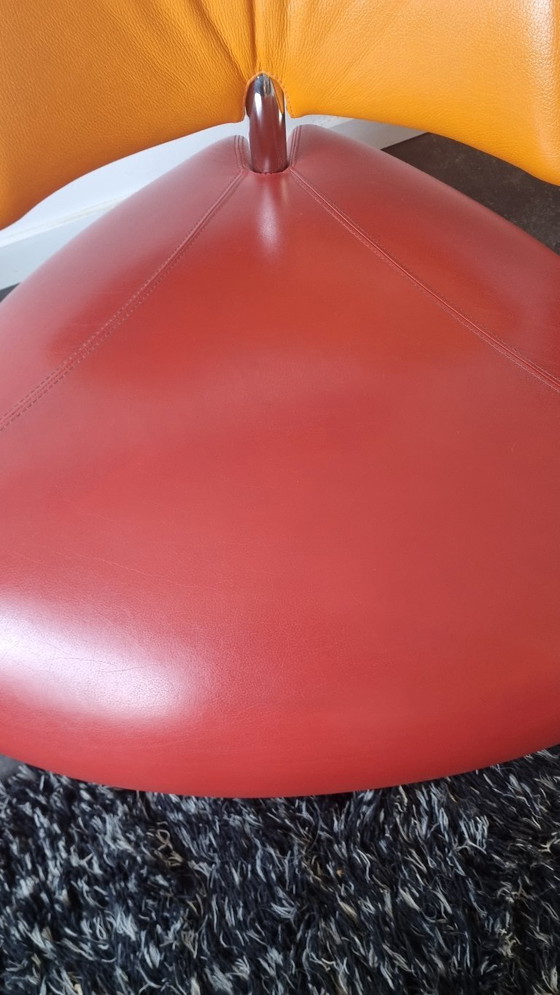 Image 1 of Leolux Palone en cuir rouge et orange doux